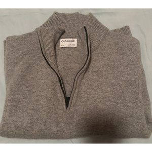 Calvin Klein Men's 1/4‎ Zip  Pullover Long Sleeve Wool Sweater Gray Size X-Large